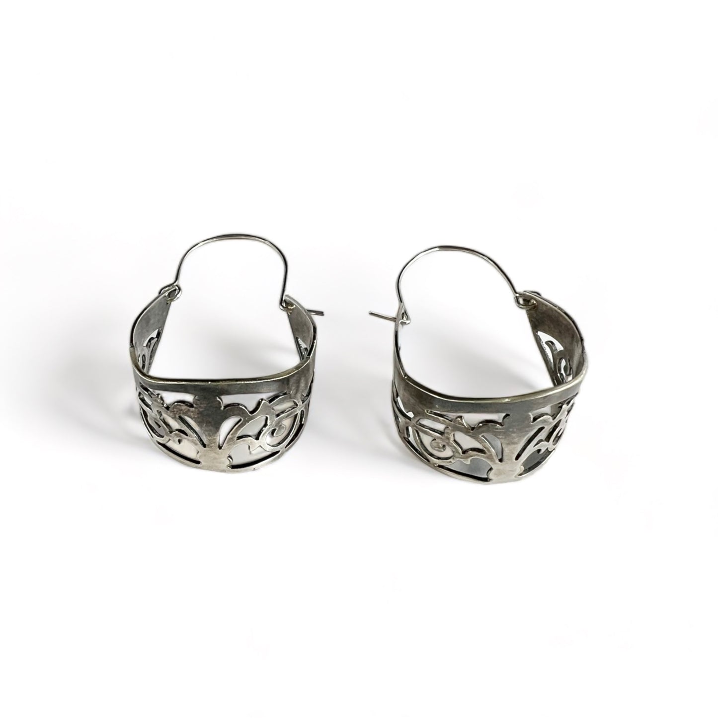 Silver Hoop Filligree Earrings